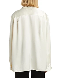 Satin Gathered-Sleeved Shirt