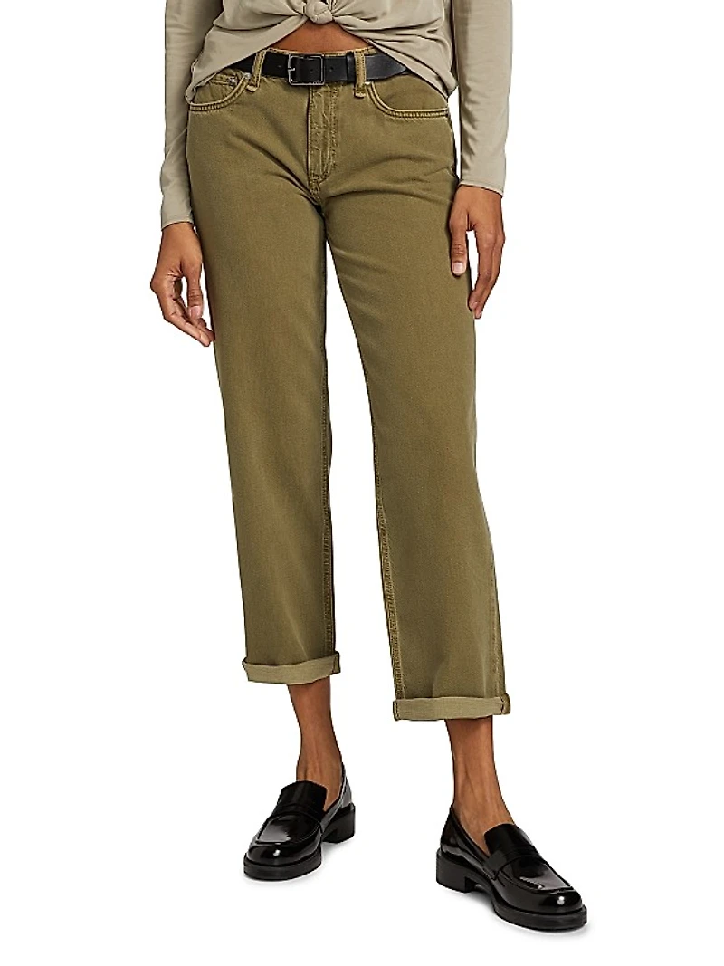 Sage Featherweight Low-Rise Crop Jeans