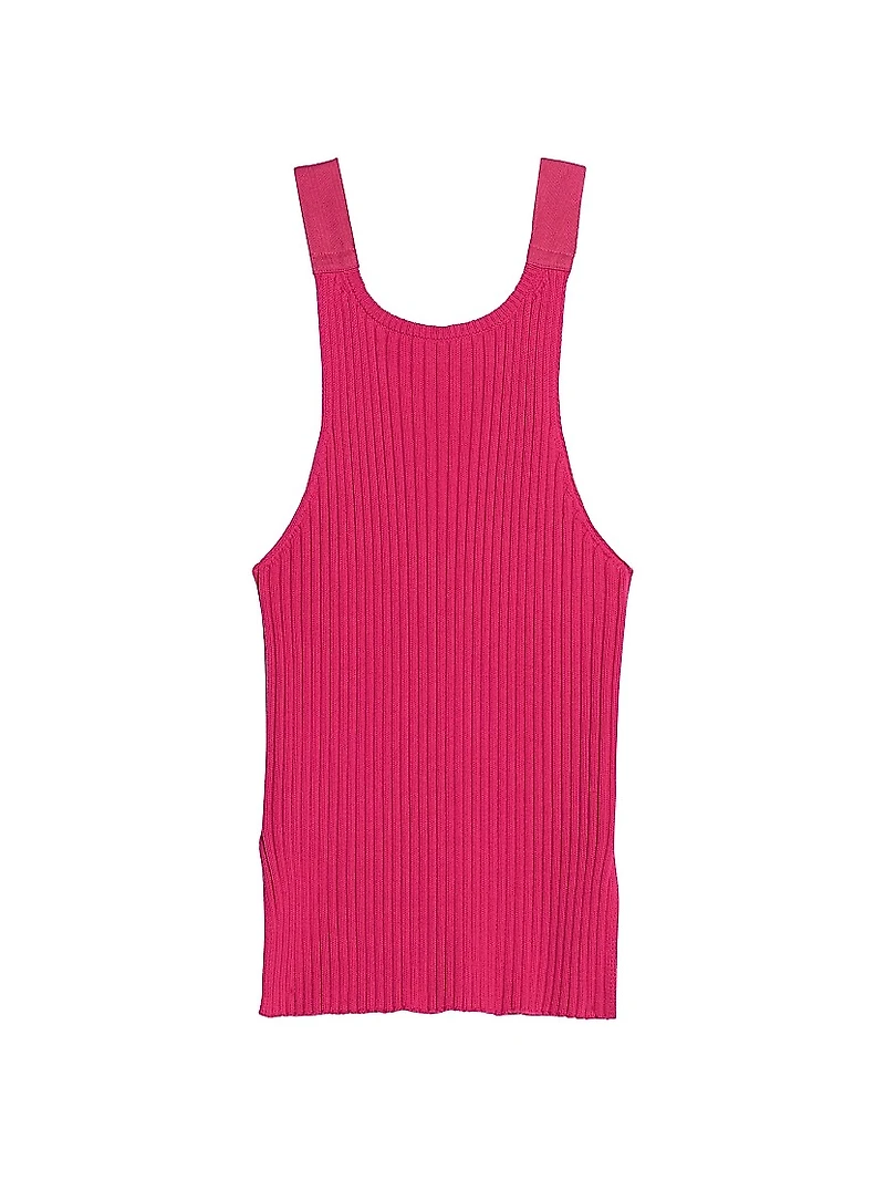 Cotton Rib-Knit Scoopneck Tank