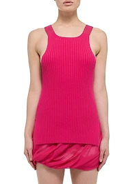 Cotton Rib-Knit Scoopneck Tank