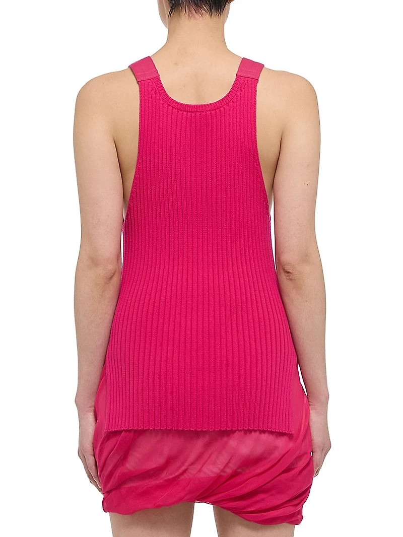 Cotton Rib-Knit Scoopneck Tank