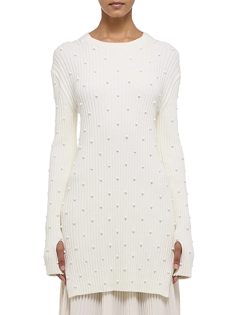 Embellished Crewneck Cotton Minidress