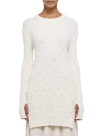 Embellished Crewneck Cotton Minidress