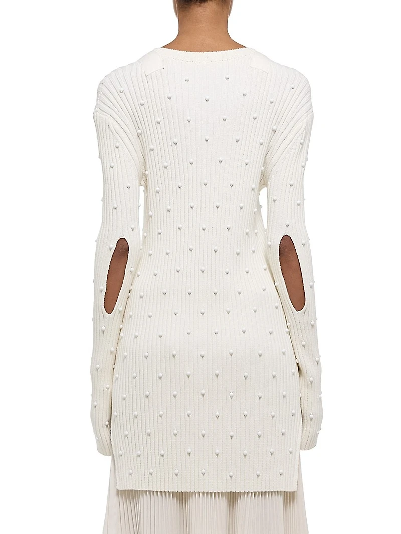 Embellished Crewneck Cotton Minidress