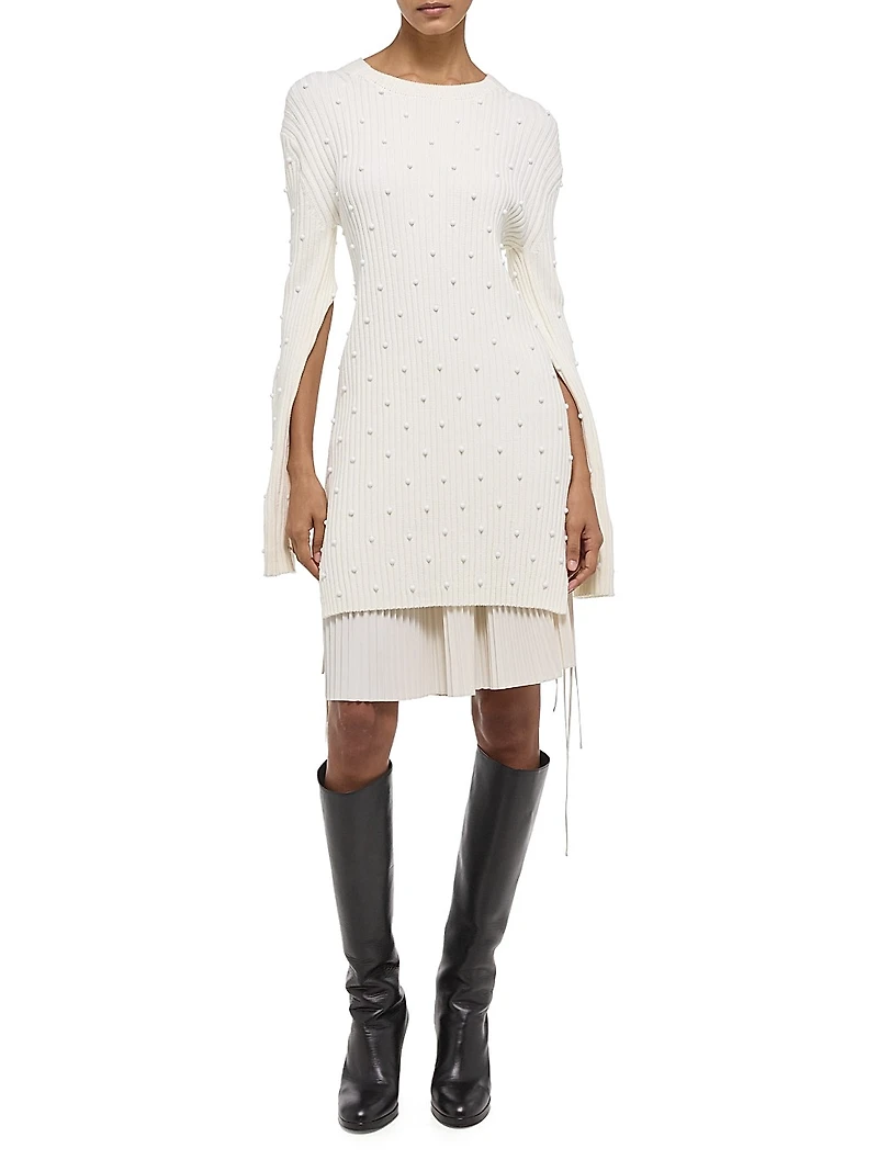 Embellished Crewneck Cotton Minidress