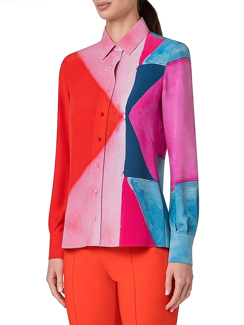 Silk Spectra Print Blouse
