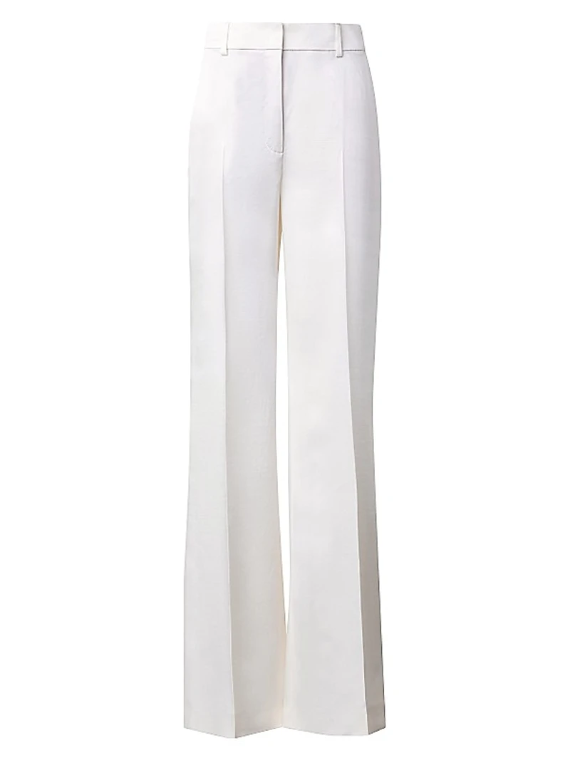 Florine Wool Satin Wide-Leg Pants