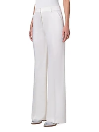 Florine Wool Satin Wide-Leg Pants