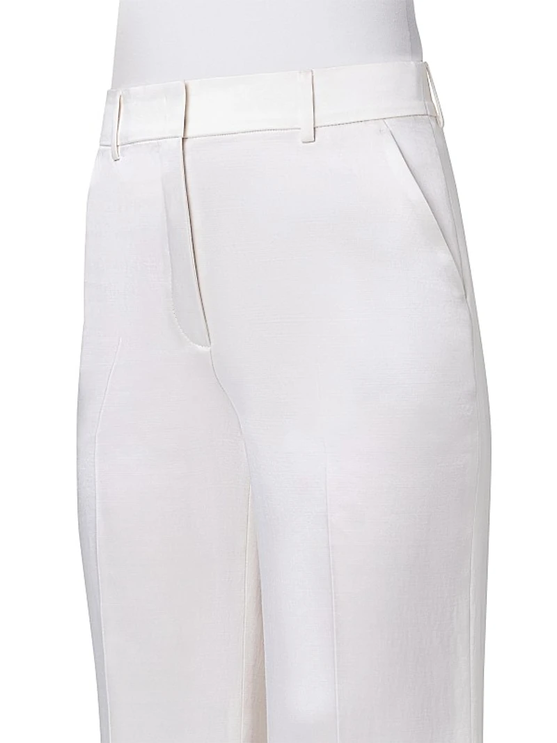 Florine Wool Satin Wide-Leg Pants