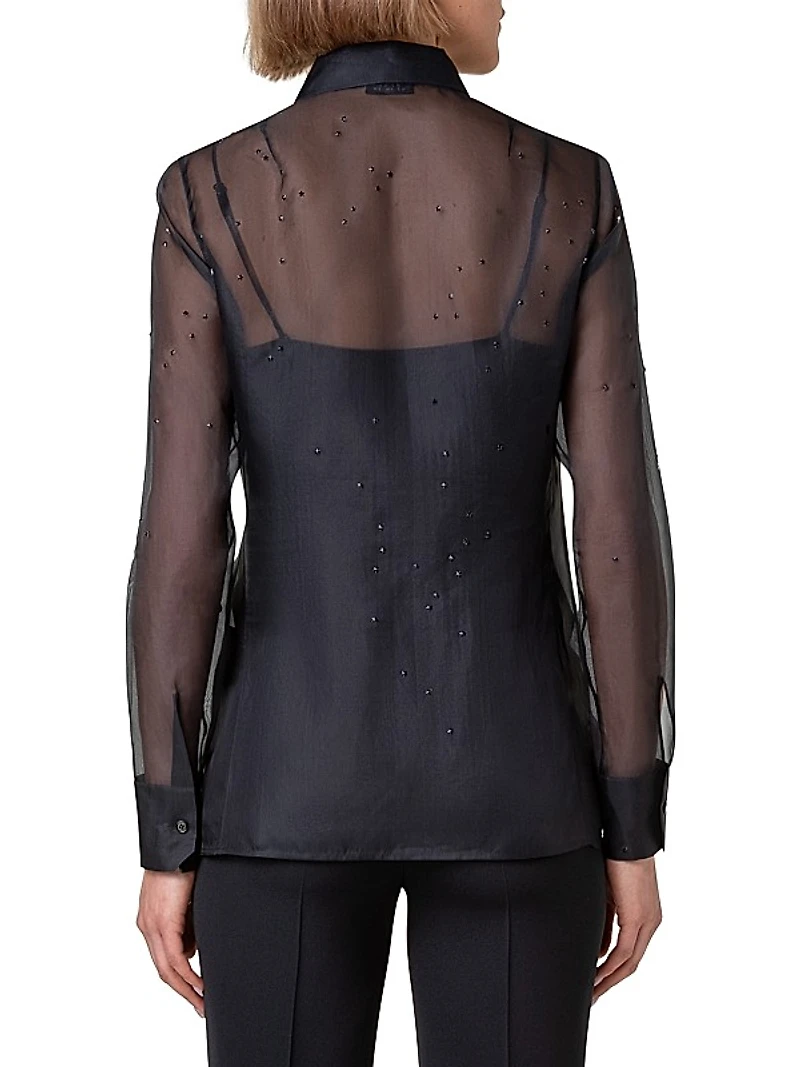 Silk Organza Star Embellished Blouse