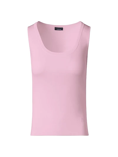 Cotton-Stretch Knit Scoopneck Tank