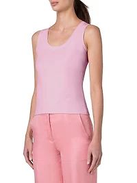 Cotton-Stretch Knit Scoopneck Tank