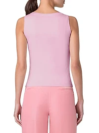 Cotton-Stretch Knit Scoopneck Tank