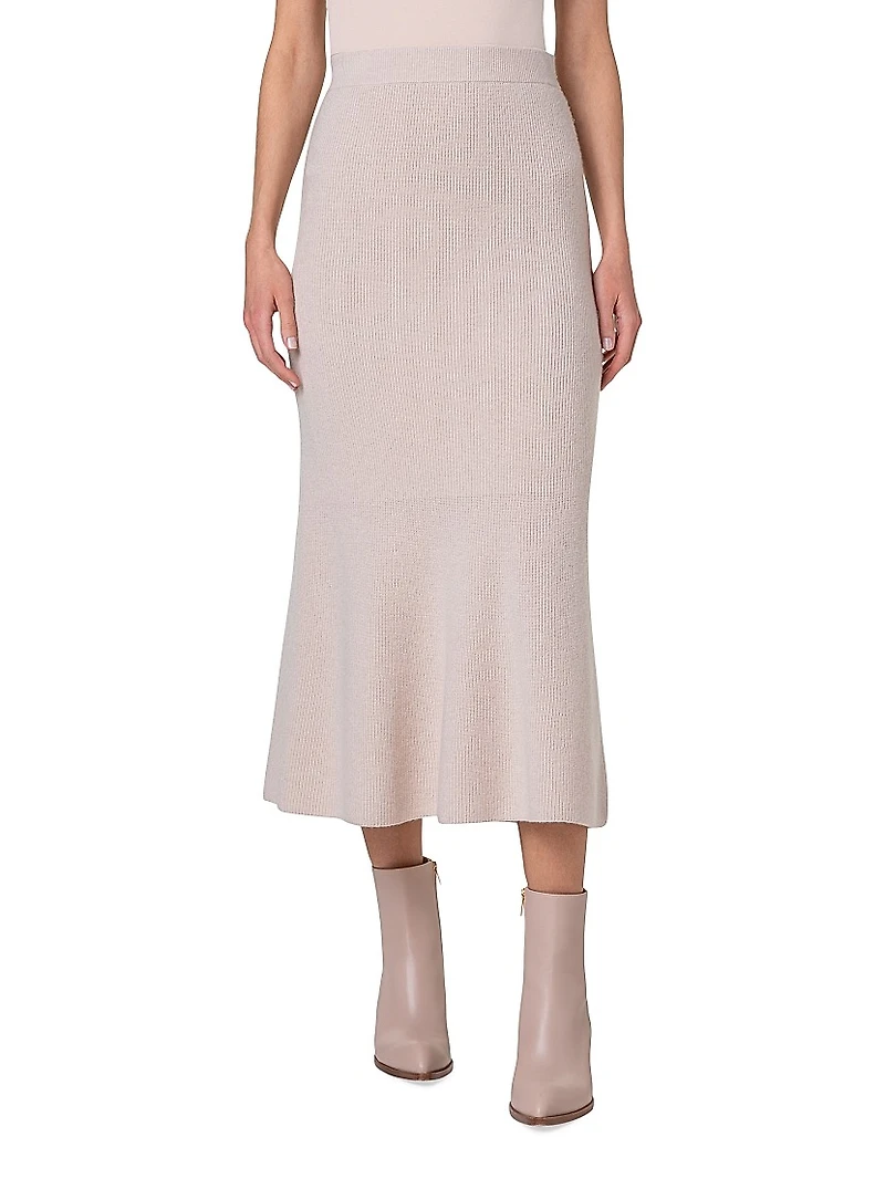 Cashmere Ribbed Midi-Skirt