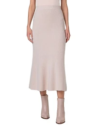 Cashmere Ribbed Midi-Skirt