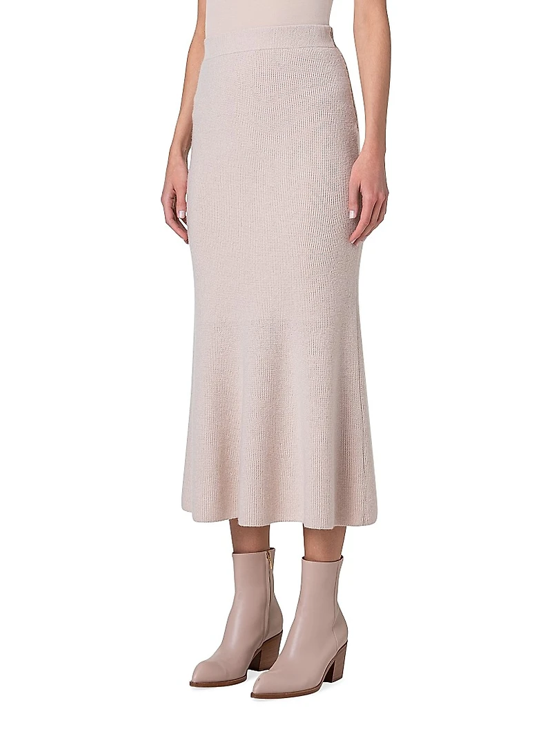 Cashmere Ribbed Midi-Skirt