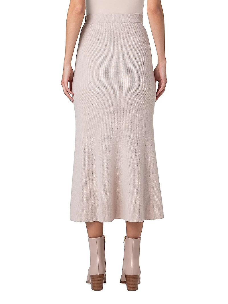 Cashmere Ribbed Midi-Skirt