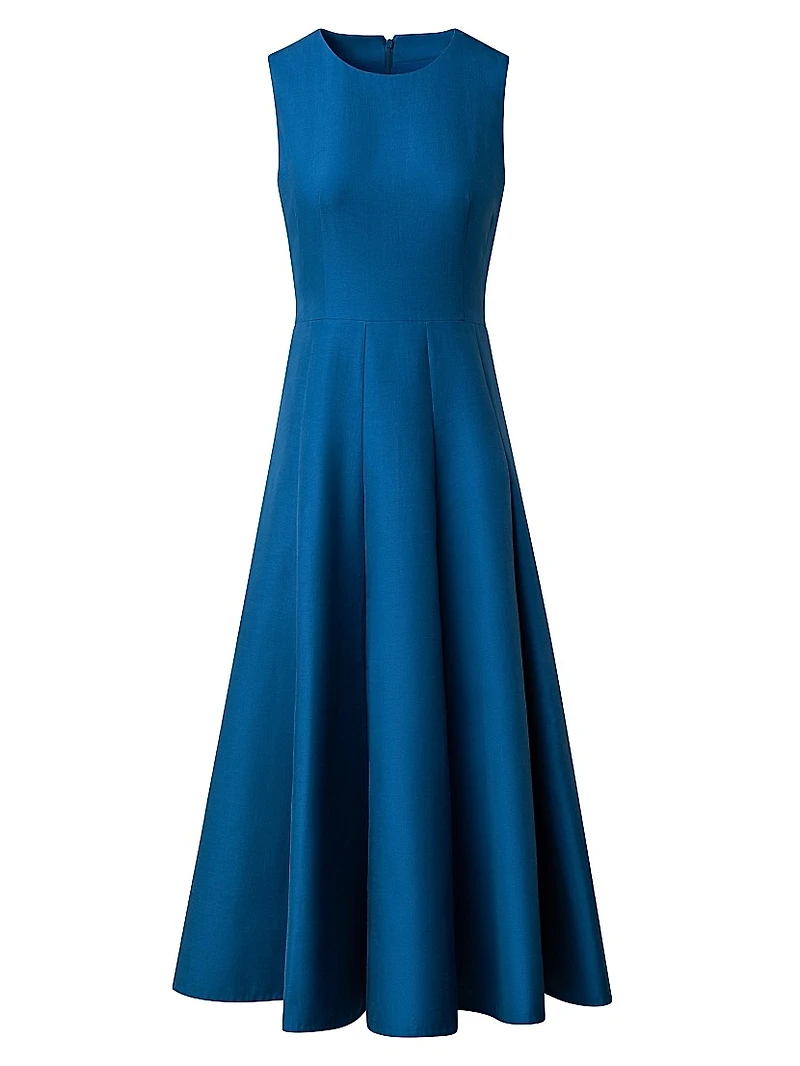 Cotton-Silk A-Line Midi-Dress