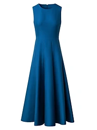 Cotton-Silk A-Line Midi-Dress