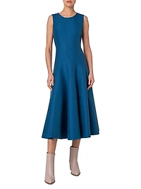 Cotton-Silk A-Line Midi-Dress