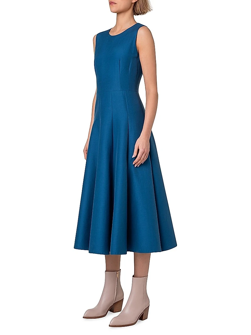 Cotton-Silk A-Line Midi-Dress