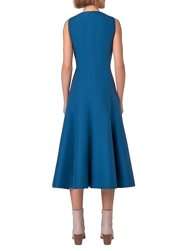 Cotton-Silk A-Line Midi-Dress