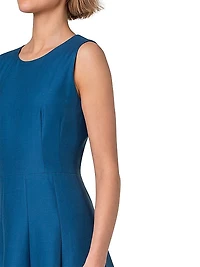 Cotton-Silk A-Line Midi-Dress