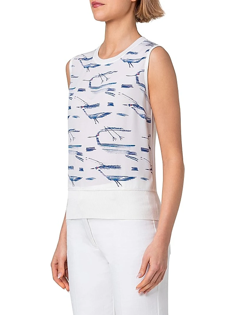 Silk Kasuri Bird Print Top