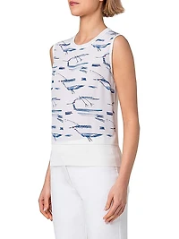 Silk Kasuri Bird Print Top