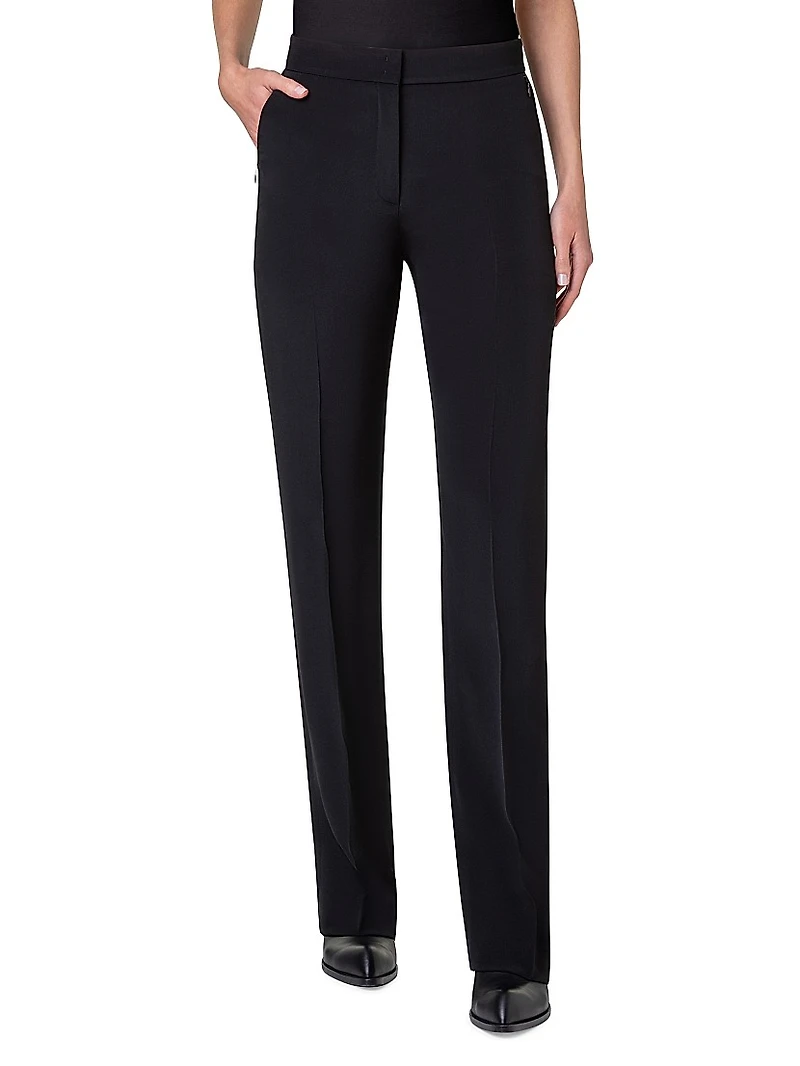 Silk Slim-Straight Pants