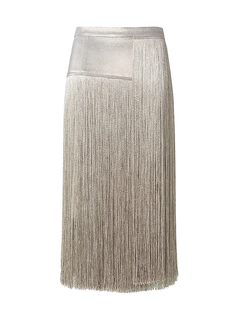 Silk Crepe Fringe Skirt