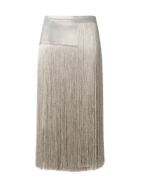 Silk Crepe Fringe Skirt