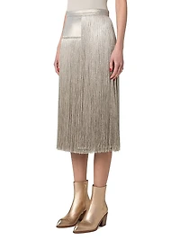 Silk Crepe Fringe Skirt