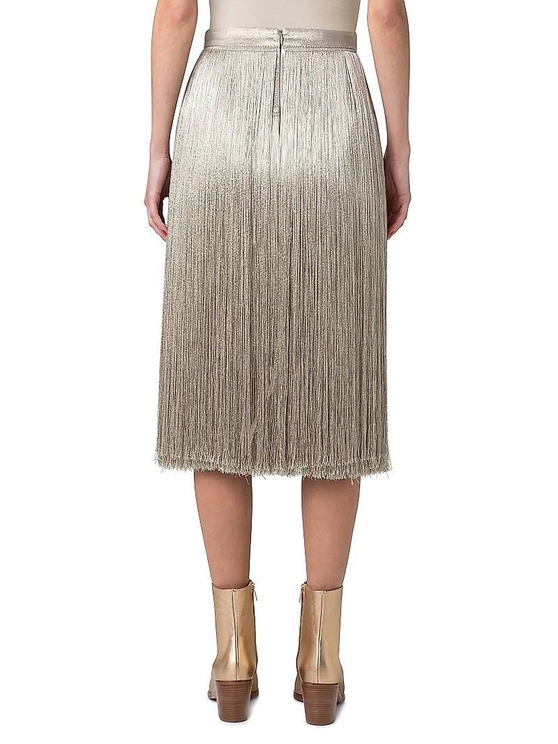 Silk Crepe Fringe Skirt