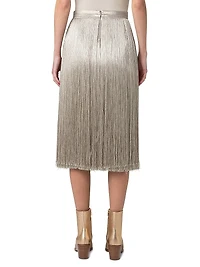 Silk Crepe Fringe Skirt