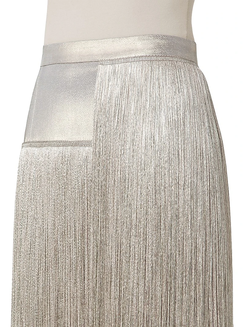 Silk Crepe Fringe Skirt
