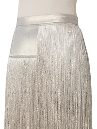 Silk Crepe Fringe Skirt