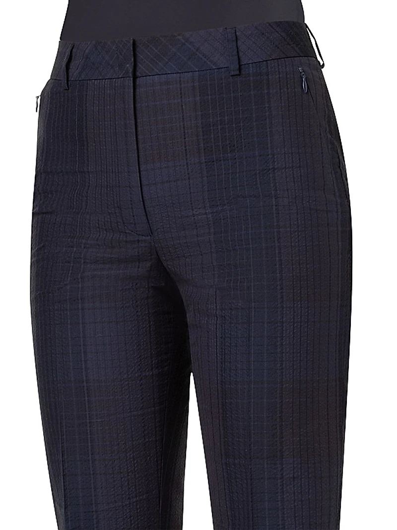 Marilyn Plaid Silk-Cotton Boot-Cut Pants