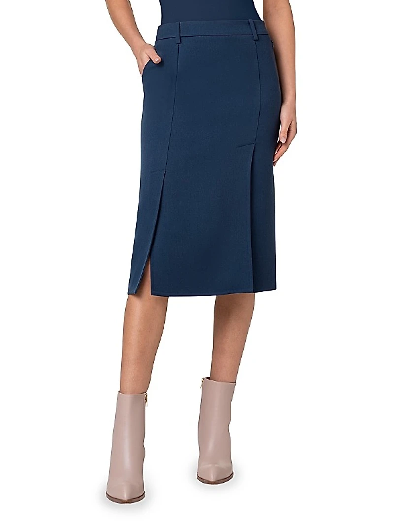 Wool Pencil Midi-Skirt
