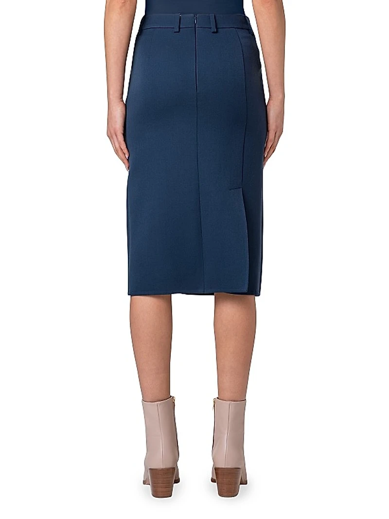 Wool Pencil Midi-Skirt