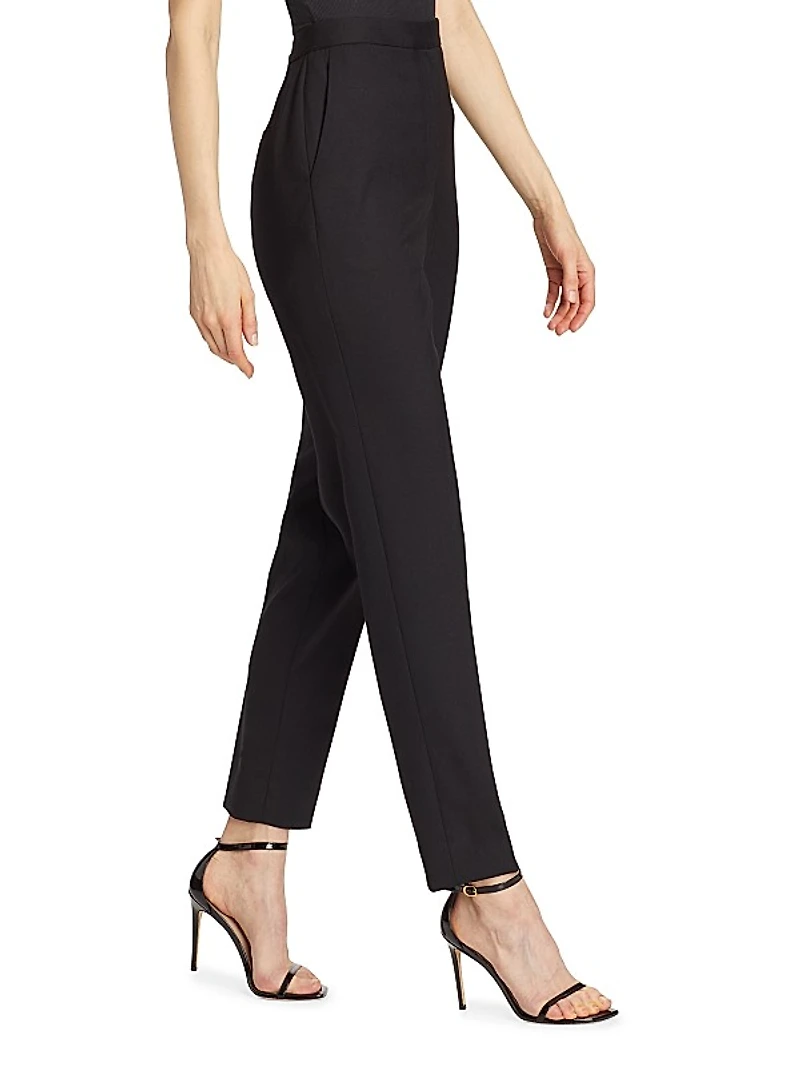 Tailored High-Waisted Wool-Blend Pants