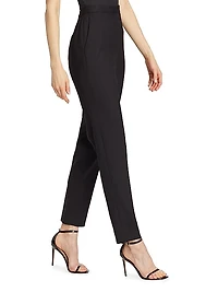 Tailored High-Waisted Wool-Blend Pants