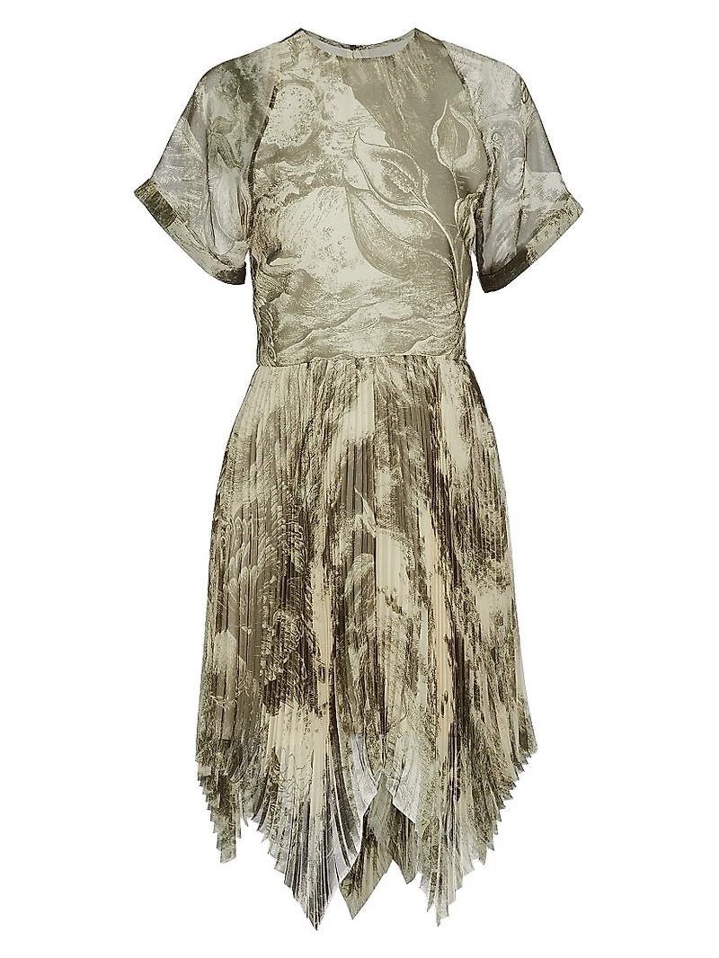 Oceanscape Print Short-Sleeve Minidress