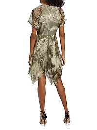 Oceanscape Print Short-Sleeve Minidress