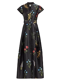 Marta Floral Mikado Fit & Flare Gown
