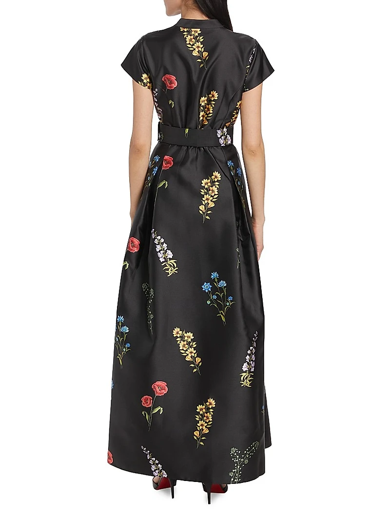 Marta Floral Mikado Fit & Flare Gown