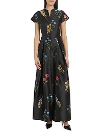 Marta Floral Mikado Fit & Flare Gown