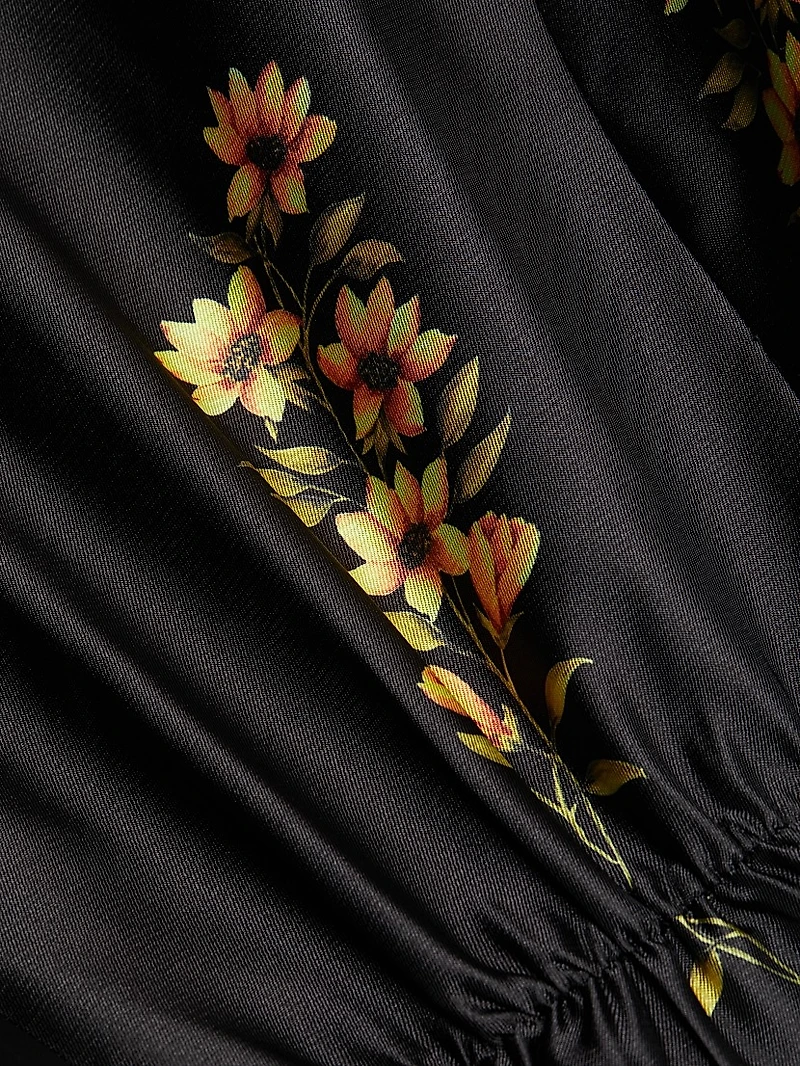 Marta Floral Mikado Fit & Flare Gown