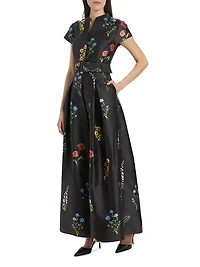 Marta Floral Mikado Fit & Flare Gown