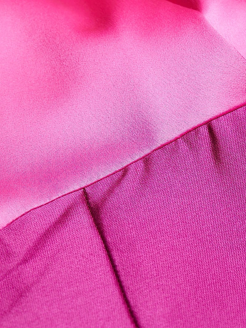 Zoe Satin Colorblocked Belted Gown